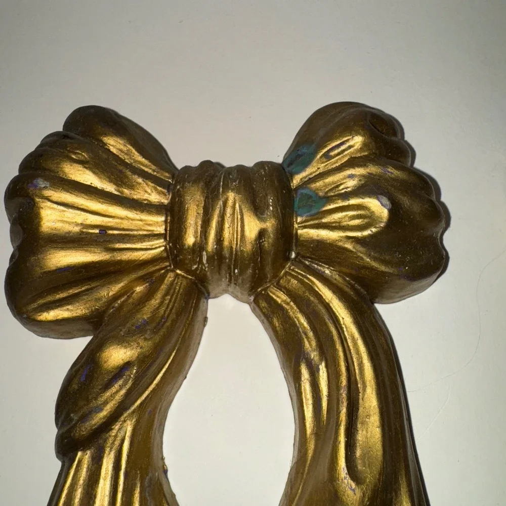 Vintage Gold Tone Bow‎ Wall Decor Set of 2 Coquette Hanging Accents HOMCO Style